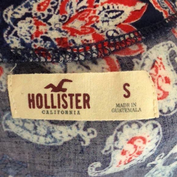 Navy Blue Hollister Belted 3/4 Sleeve Wrap Blouse Top Size Small - Picture 11 of 12